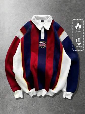 Sweat-shirt-shirt homme, automne/hiver, Sweat-shirt-shirt avec impression de logo en patchwork bicolore