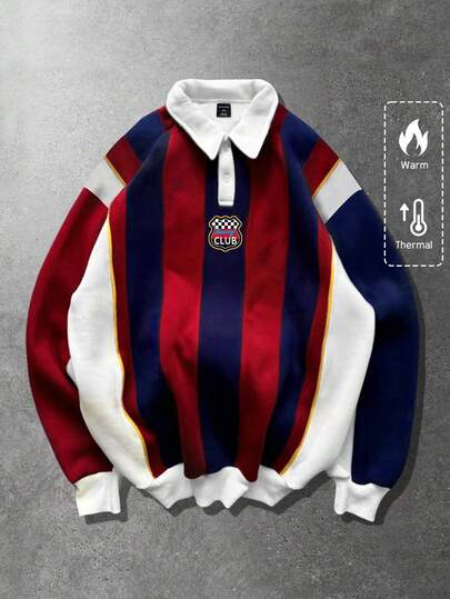 Sudadera de hombre, de otoño/invierno, con bloqueo de color y estampado de logotipo en parches