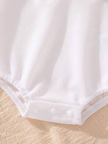 Newborn White Pink Review Cute Sweet Bunny Velvet Flower Short-Sleeved Bodysuit And Long Socks Combination - White - View 4