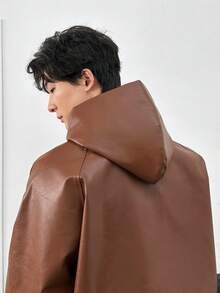 ESTAVOR Men's Casual Retro PU Leather Jacket, Versatile For Daily Wear And Outings 70s Clothes Western Tops - Brown - View 5