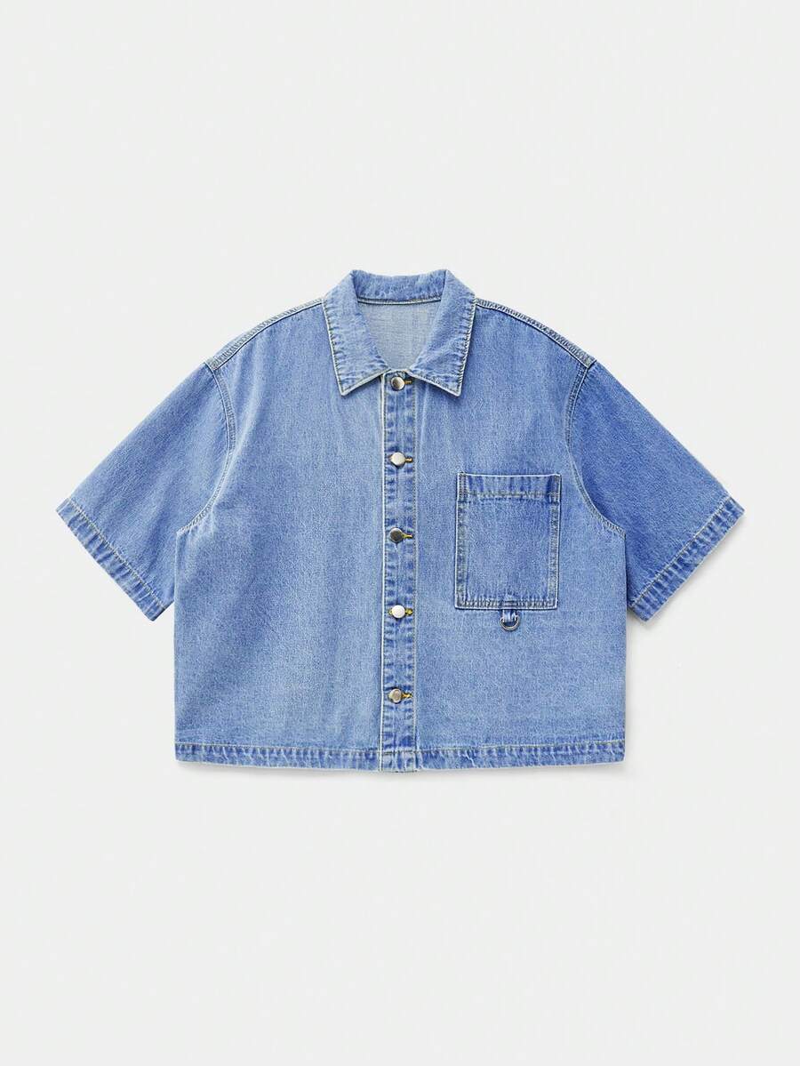 Manfinity Unisex 男士简约时尚纽扣短袖牛仔夹克