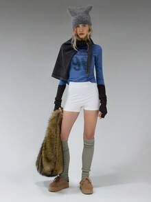 COUREZ Long Sleeve Jersey Top With Front Graphic Print /Y2K Long Sleeve Tops Going Out Tops Women Tops Spring Clothes For Women Blue Top Graphic Tees Women Cute Tops Summer Tops Summer Outfits - Blue - View 8