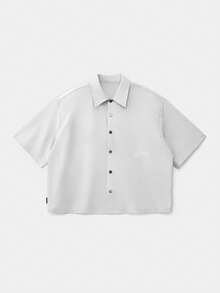 Manfinity Unisex 青年男士休闲英伦图案宽松短袖白衬衫 - 白色 - 查看 3