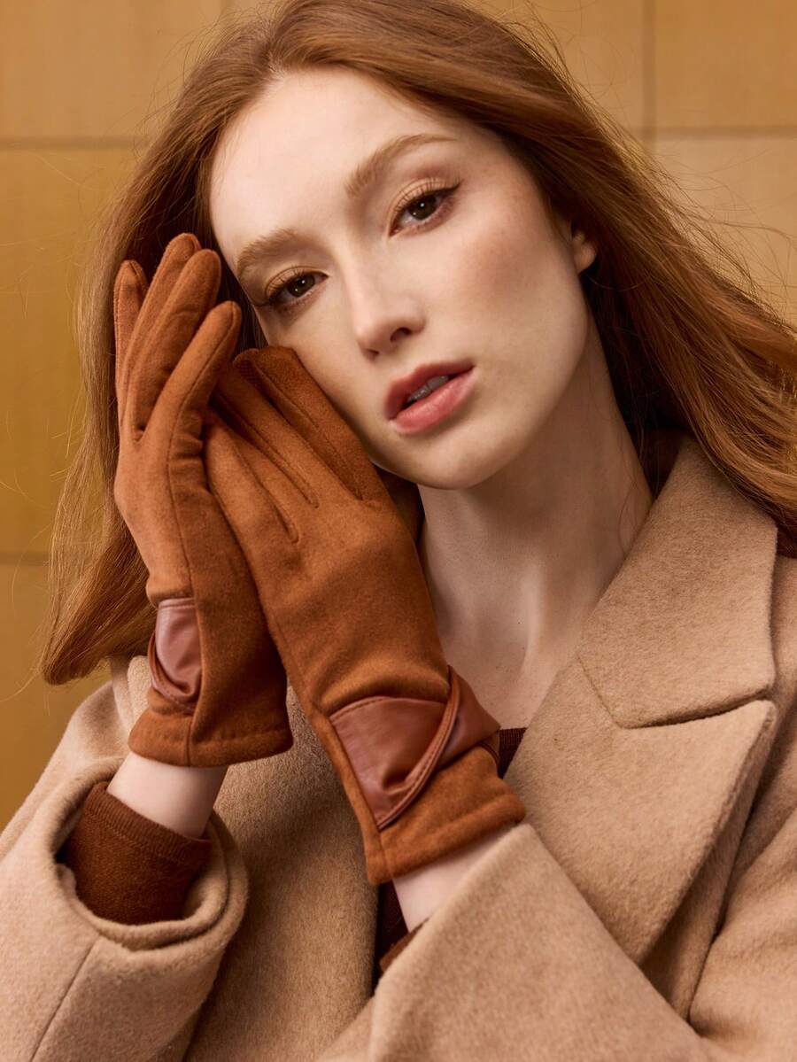 MOTF PREMIUM SUEDETTEN FLEECE-LINED FASHION GLOVES - Coffee Brown - View 1