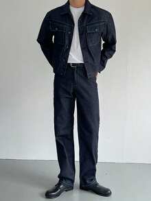 DAZY 男士纯黑色牛仔西装，秋季款 - 藍色 - 查看 3