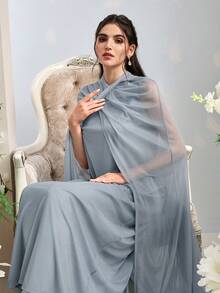 Al Najma Women's Turkish Maxi Dress & Arabic Traditional Abaya Kaftan Jalabiya Dress Light Blue Long Dress Dress With Cape Elegant Dress Najma Dress Party Dress - Green - View 6