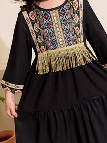 Girls Long-Sleeved Long Dress,Black,Autumn,Family Matching - Multicolor - View 4