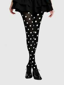 ROMWE Grunge Punk 1 Pair Gothic Punk-Style Black & Striped Tights, Halloween - Black 2 colors - View 5