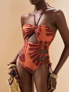 Zivah 2026款度假休闲沙滩优雅连体泳衣 - 鏽棕色 - 查看 1