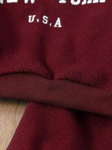 SHEIN Playful Pals Baby Boy Front Zipper Long Sleeve Letter Print Minimalist Top And Trousers Set