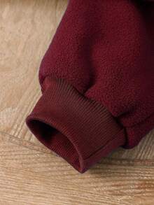 SHEIN Playful Pals Baby Boy Front Zipper Long Sleeve Letter Print Minimalist Top And Trousers Set