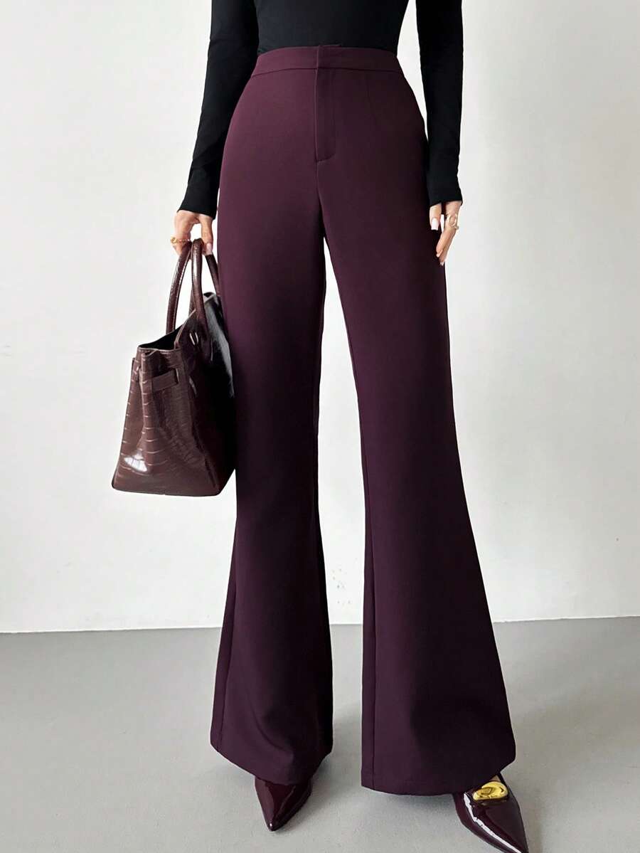 Firerie 女士复古性感商务休闲纯色喇叭裤，优雅高腰，独特职业长裤，复古风格工作服