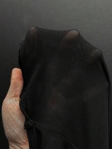 EgrlEra Women's Lace-Up Sexy Bodycon Long Sleeve Mesh Jumpsuit - Black - View 3