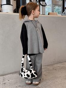 DAZY طقم سترة مغطاة بقبعة مصنوعة من الصوف + بنطلون، خريفي - رمادي - مشاهدة 4