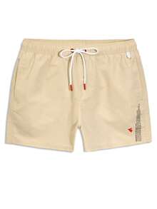 Surfspeed Men's Beach Vacation Casual Drawstring Pocket Beach Shorts Men Swim Trunk Matching Swim Wear For Men Beige Swim Trunks - Apricot - View 6