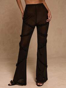 SHEIN Glamour 新款时尚女士针织面料，侧边略微缩水，黑色，优雅高贵，适合外出约会、返校、乡村音乐会、感恩节、街头风、新年等场合穿着。 - 黑色 - 查看 7