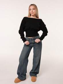 Katetique Quần Jeans Thường Ngày Túi Nút Phía Trước Đơn Giản Cho Nữ - Màu xanh lam - Xem 5