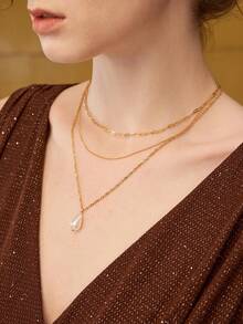 MOTF PREMIUM 3PCS GEOMETRIC CHARM NECKLACE - Gold - View 1