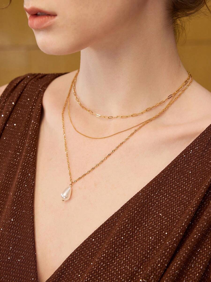 MOTF PREMIUM 3PCS GEOMETRIC CHARM NECKLACE - Gold - View 1
