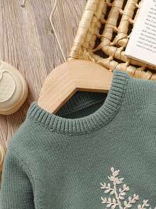 SHEIN Playful Pals Infant & Toddler Girls' Embroidered Pink Pullover Sweater, Suitable For Spring/Autumn, Can Be Worn As Layering Piece In Winter. Delicate Bow Embroidery Adds Cute And Playful Charm. Suitable For Family Gatherings, Halloween, New Year, Thanksgiving, Christmas, Easter, National Day, Parties, New Year's Eve Christmas Sweater For Baby Baby Knitwear Light Green Baby Sweater Baby Clothes Fall Sweater Baby Clothes Girl Fall Sweater