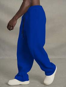PAVTROS Men's Solid Color Casual Sweatpants, Suitable For Summer, Baggy Pants - Blue - View 6