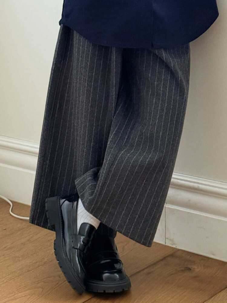 Young Boy Casual Everyday Commute Versatile Striped Print Elastic Waist Loose Wide Leg Pants