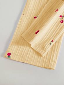 Genkimix Kids 一件复古休闲修身独特樱桃印花连体裤，适合夏季户外活动和上学穿着。 - 黃色 - 查看 6