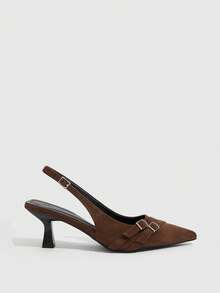 CUCCOO SZL Sepatu hak tinggi runcing elegan untuk wanita, desain minimalis untuk bepergian saat Natal. - Coffee Brown - View 7