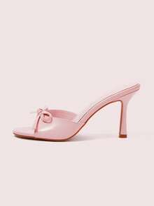 CUCCOO DOLLMOD Brown PU Ladies Pointed Toe High Heel Mule Sandals Spring Shoes Spring Break Easter Prom Heels Valentine's Day - Light pink PU - View 6