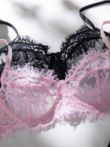 4pcs Women's Romantic Sexy Sheer Lace Underwire Bra And Panty Set - Multicolor - View 3