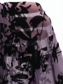 DAZY Women's Slim Fit Sheer Lace Crew Neck Pullover Top Long Sleeve Y2k Spring - Mauve Purple - View 7