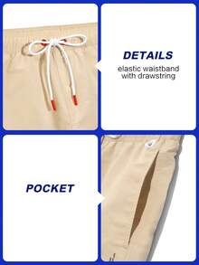 Surfspeed Men's Beach Vacation Casual Drawstring Pocket Beach Shorts Men Swim Trunk Matching Swim Wear For Men Beige Swim Trunks - Apricot - View 3