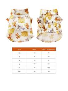 TOM & JERRY X PETSIN 1PC Chic Yellow Satin Pet Shirt With Adorable Design, Comfortable Fit - Yellow - View 3