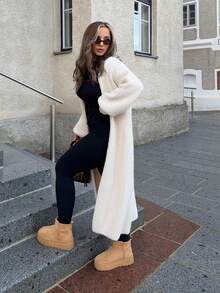 Jeta Ari Warme Damen-Strickjacke für Ausflüge im Herbst und Winter, gestrickter Pullover, für zierliche Frauen - Aprikosenfarben - Übersicht 6