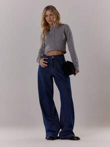 MUSERA 短款修身纽扣针织开衫，优雅可爱性感街头风，适合夜间外出、冬季晚宴派对等场合，春季穿着舒适百搭。 - 灰色 - 查看 3