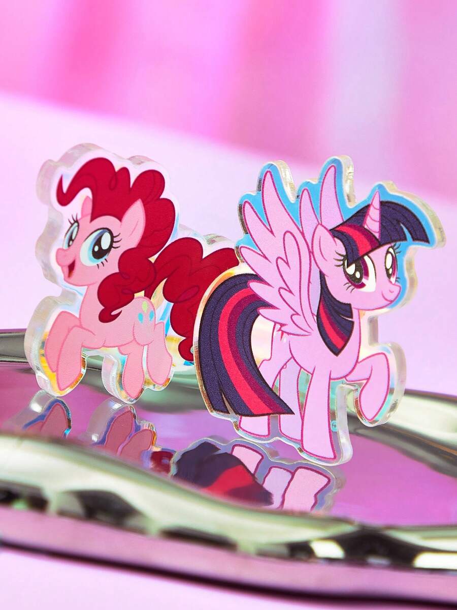 My Little Pony X SHEIN 4 片趣味造型亚克力冰箱贴，激光渐变冰箱贴，精美冰箱装饰，适用于厨房、办公室黑板。 - 彩色 - 查看 1