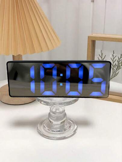 1 PIEZA Reloj despertador de mesa con espejo LED, reloj digital de escritorio con función de repetición, pantalla de hora, luz nocturna, USB, decoración para el hogar, decoración de dormitorio, decoración de oficina