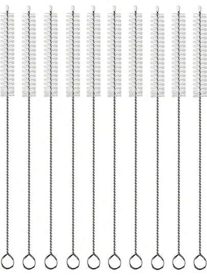 10支装吸管清洁刷，可重复使用玻璃吸管清洁刷，适用于杯子，超长柔性吸管清洁刷，多种尺寸清洁刷套装，适用于珍珠奶茶吸管、婴儿奶瓶吸管（12英寸、8英寸）。