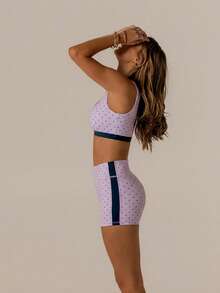 Aralina Bộ đồ chấm bi tương phản Leisurewear Quần short mùa hè dễ thương và áo mùa hè dễ thương Trang phục sân bay hoàn hảo cho phụ nữ và ngày 4 tháng 7 - Màu tím hoa cà - Xem 11