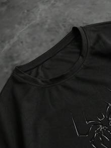 Sport MetroGents Men's Casual Spider Print Sports T-Shirt, Summer - Black - View 4