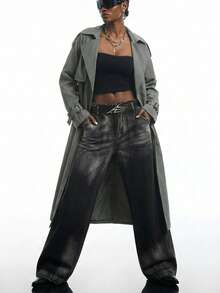 LYSMO 秋冬季双排扣系带风衣