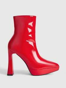 CUCCOO LuxiPop Giày bốt cao gót đế xuồng mũi nhọn thời trang nữ dành cho công sở - Đỏ - Xem 8