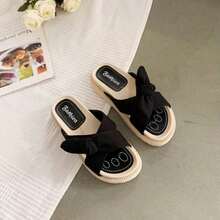 Zapatillas frías para mujeres fuera del verano con moda nueva moda dos pasteles de salida zapatos de playa de suela gruesa, Plataformas y sandalias de cuña para mujer - Negro - Ver 5