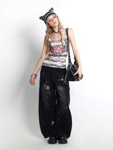 Bloopia Women's Retro Printed Striped Tank Top - Multicolor - View 4