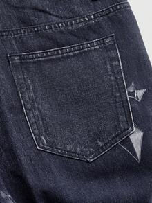 ROMWE MEN Jeans con pierna acampanada y bolsillo con diseño de cruz para hombres - Negro - Ver 5