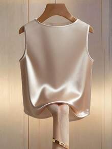 Franclia 女士杏色无袖水钻圆领吊带背心，休闲常规长度 - 杏色 - 查看 2