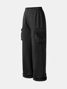 SHEIN 少女休闲针织贴袋背带裤，秋冬季