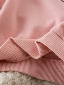 Conjunto de sudadera de manga larga con estampado de corazón y pantalones de cintura elástica para bebé niña recién nacida - Rosa - Ver 8