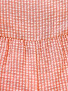 Genkimix Kids 女童休闲度假格子泡泡袖连体裤，夏季 - 橘色 - 查看 5