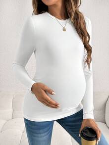 Modmama 3pcs/Set Maternity Casual Round Neck Long Sleeve Fitted Pregnancy T-Shirt Pregnancy Clothing Maternity Tops Pregnancy Shirts Postpartum Clothes Curve Maternity Clothes